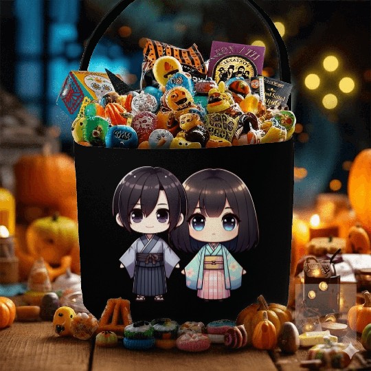 Chibi Kawaii Traditional Kimono Duo Fabric Baskets