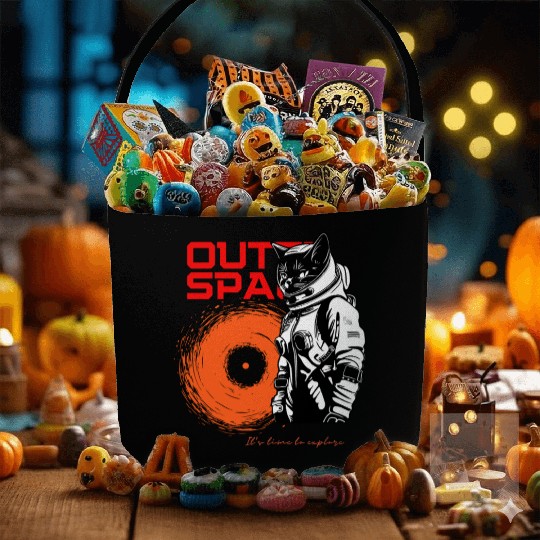 Space Cat Astronaut Adventure Fabric Baskets