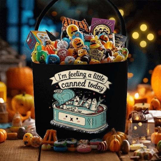 Whimsical Canned Fish Humor Design Fabric Baskets