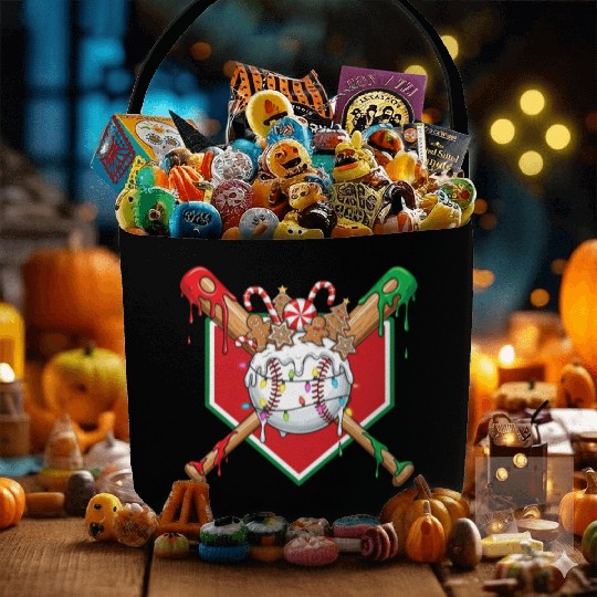 Basebal Christmas Drip For Boys Melting Ice Cream Fabric Baskets