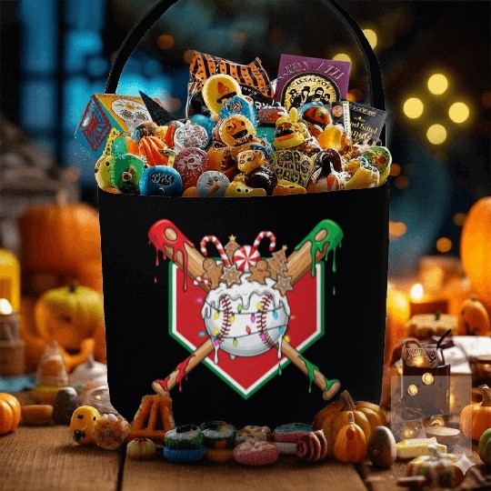 Basebal Christmas Drip For Boys Melting Ice Cream Fabric Baskets