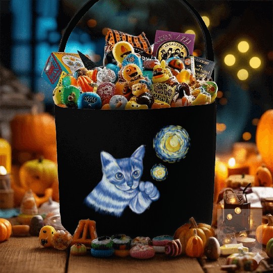 Blue Starry Night British Shorthair Cat Graphic Fabric Baskets