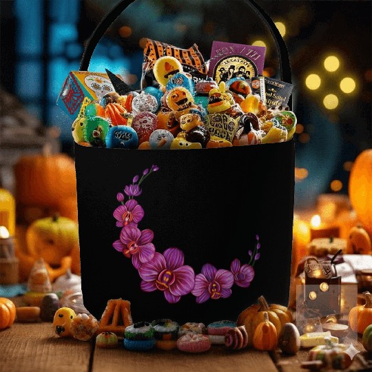 Violet Moon Orchid Flower branch illustration Fabric Baskets