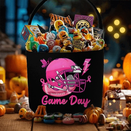 Game Day Pink American Football Tackle Breast Fabric Baskets