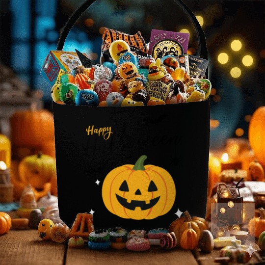 Pumpkin Jack O Lantern Halloween Design Fabric Baskets
