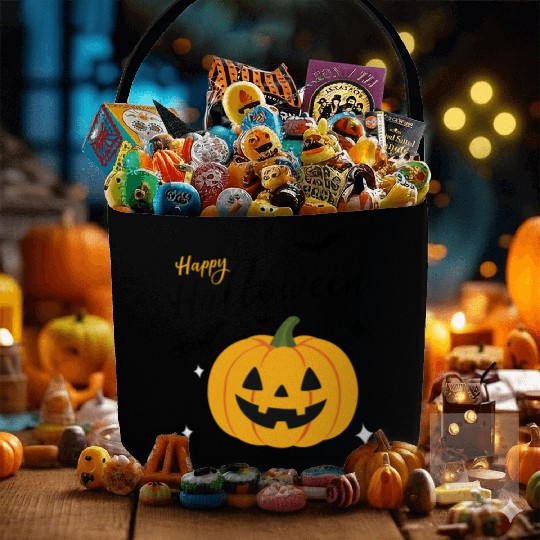 Pumpkin Jack O Lantern Halloween Design Fabric Baskets