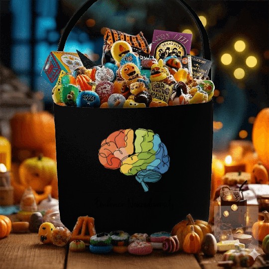 Embrace Neurodiversity - Line Art Rainbow Brain Fabric Baskets