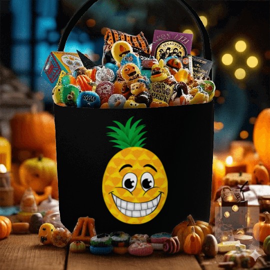 Happy cartoon pineapple sweet tropical summer Fabric Baskets