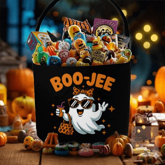 Boo-Jee Ghost Cute Leopard Print Halloween Boojee Fabric Baskets