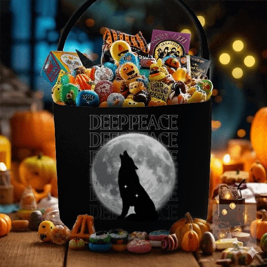 Wolf Howling at Full Moon Design Fabric Baskets