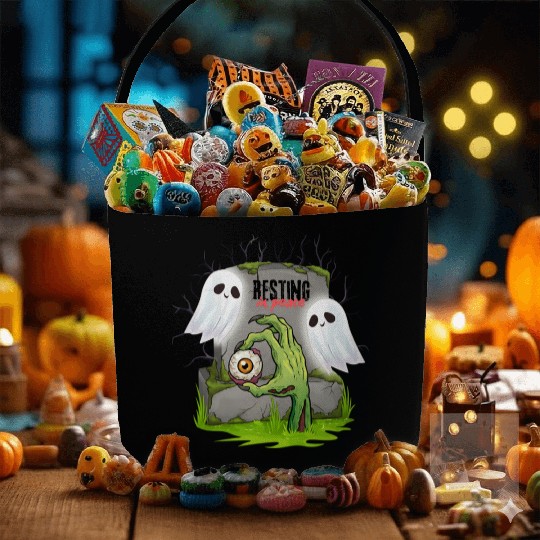 Spooky Graveyard with Ghosts and Eye Fabric Baskets