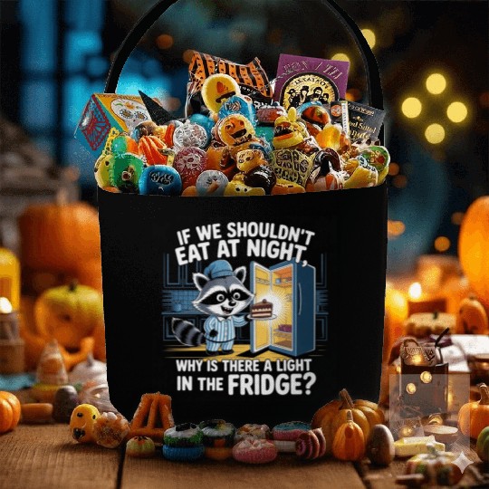 Light in the Fridge Funny Midnight Snack Quote Fabric Baskets