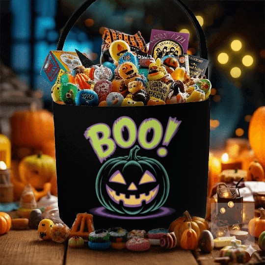 Spooky Halloween Jack-o'-Lantern Design Fabric Baskets
