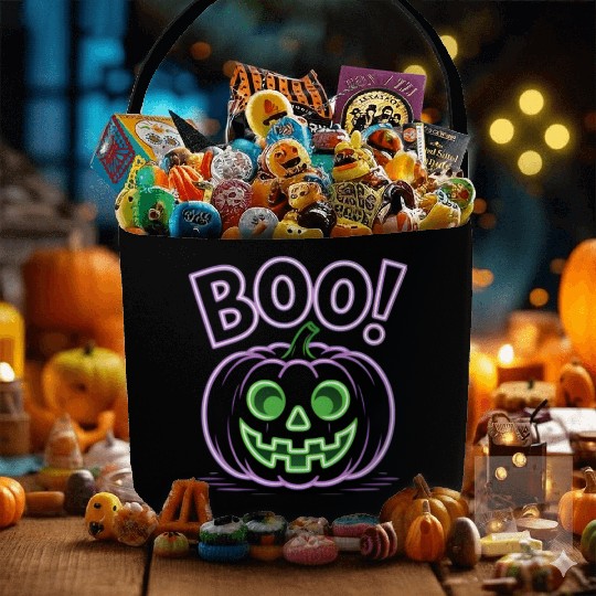 Neon Jack-O-Lantern Halloween Design Fabric Baskets