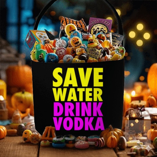 Save Water Drink Vodka Neon Party Design Fabric Baskets