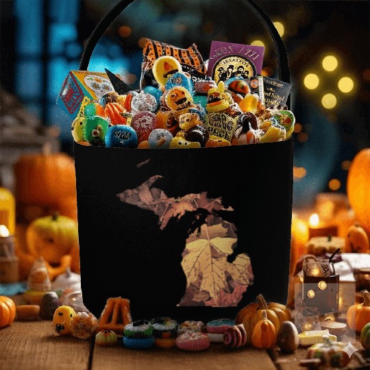 Michigan Autumn Fall Leaves Fabric Baskets