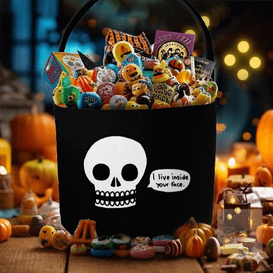 Creepy skull lives inside your face Fabric Baskets