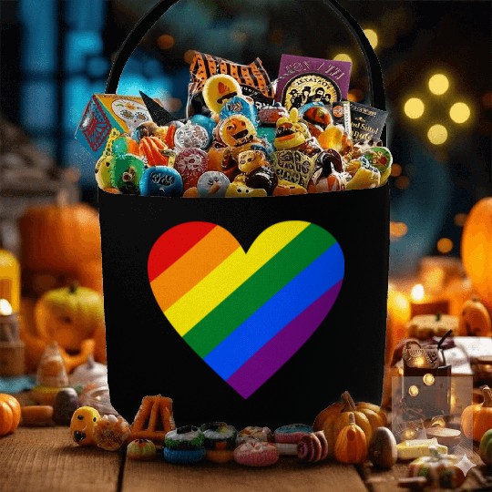 Rainbow Heart Fabric Baskets