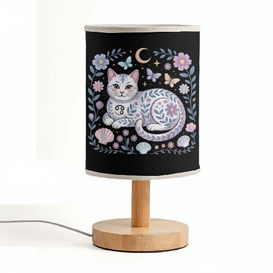 Cancer Zodiac Cat Mystical Art Fabric Lamps