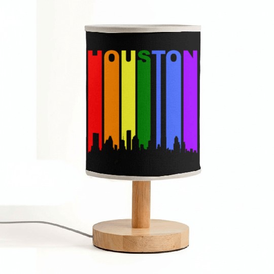 Houston Texas Rainbow Skyline LGBT Gay Pride Fabric Lamps