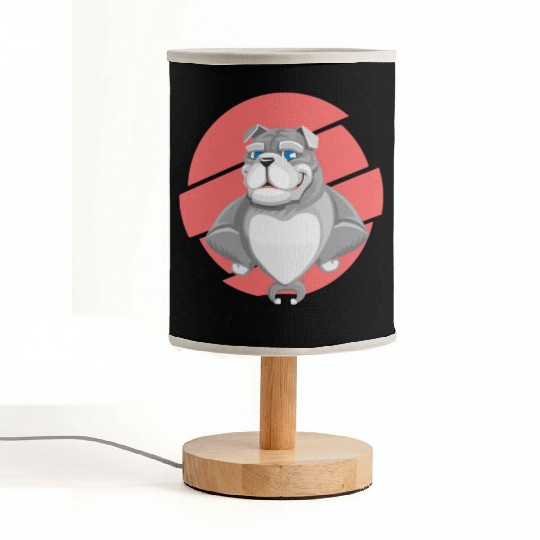 Cute English Grey Bulldog Artwork Fabric Lamps