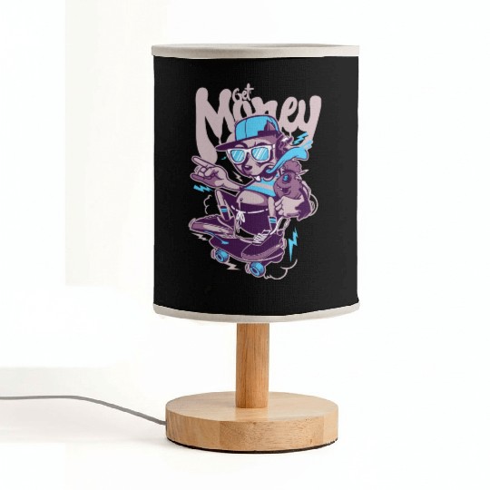 skater skate inscription dog get money Fabric Lamps