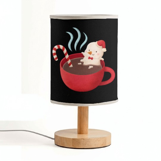 Cute Snowman in Hot Cocoa Fabric Lamps