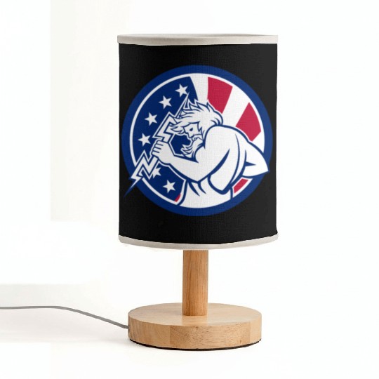 Zeus With Thunderbolt USA Flag Icon Fabric Lamps