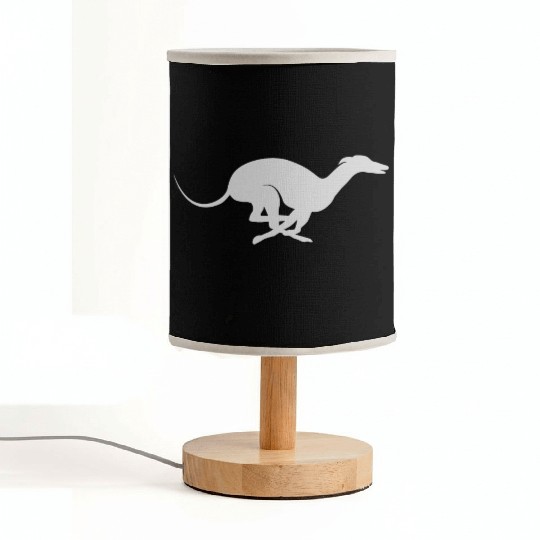 Light Grey Running Greyhound X Racer Track Dog Fabric Lamps