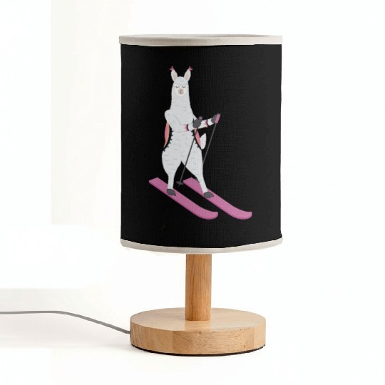 Cute Alpaca Llama Skiing Ski Snowboard Sport Gift Fabric Lamps