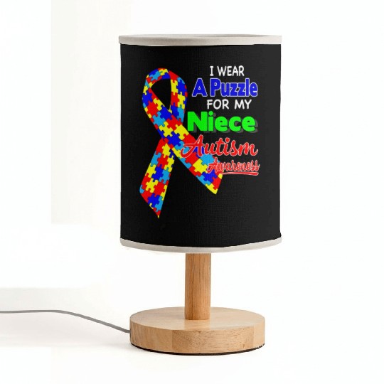I wear a Puzzle for my Niece Autism Awareness shir Fabric Lamps