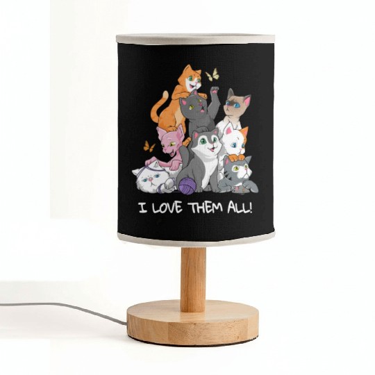 I love them all Cats Gift Maine Coon cat lover Fabric Lamps