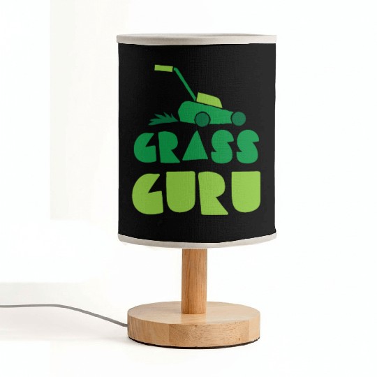Grass guru with green lawn mower Fabric Lamps