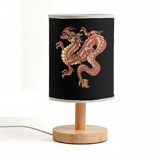 big red chinese dragon Fabric Lamps