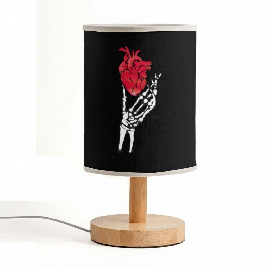 Skeleton hand and red heart Fabric Lamps