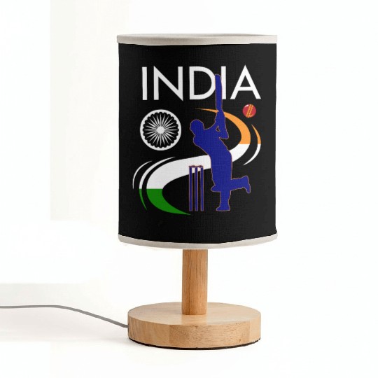 India Cricket With Indian Flag Brush Stroke Fabric Lamps