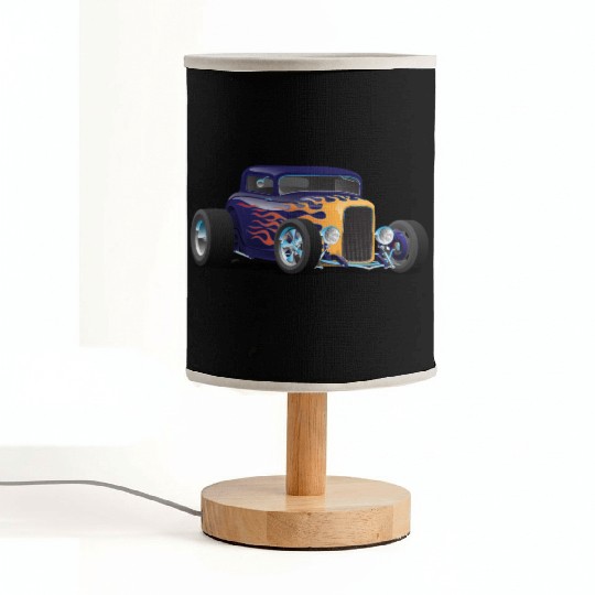 Vintage Hot Rod Car with Classic Flames Fabric Lamps