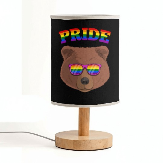 Gay Pride Grizzly Bear with LGBT Rainbow Fabric Lamps