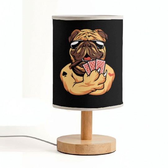 Dog Playing Poker Card Game For A Gambler Fabric Lamps