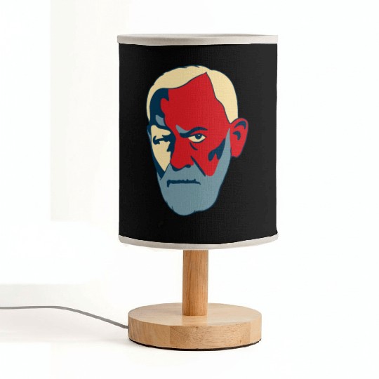 Sigmund Freud Portrait - Red and Blue Fabric Lamps