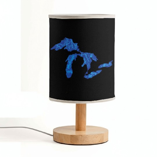 Great Lakes with Names Fabric Lamps