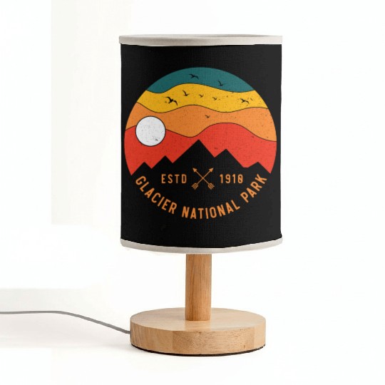 Retro Glacier National Park Montana Souvenir 80s Fabric Lamps