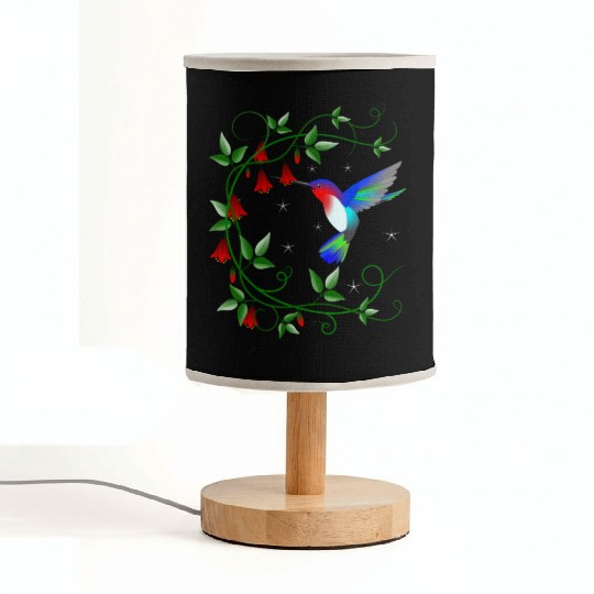 Hummingbird with red flowers Fabric Lamps