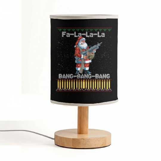 Santa Claus With A Big Gun Singing Song Funny Ugly Fabric Lamps