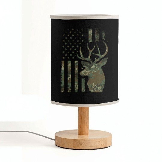 Camo American Flag Buck Hunting Gift For Elk Deer Fabric Lamps