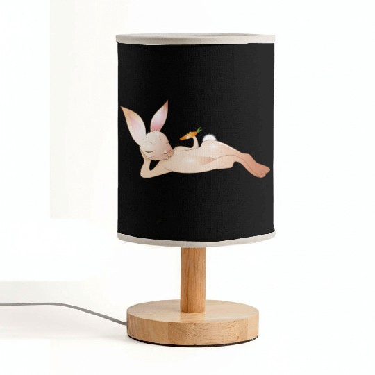 Relaxed rabbit with carrot is enjoying his life Fabric Lamps