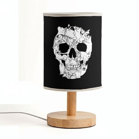 Cat Skull Kitty Skeleton Grunge Style Funny Cat Bo Fabric Lamps