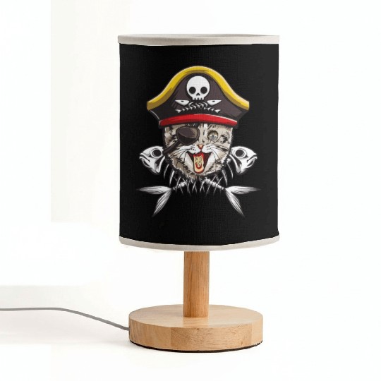 Cat Pirate Jolly Roger Flag Skull Crossbones Capta Fabric Lamps