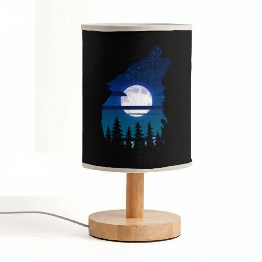 Howling wolf full moon forest howling wild Fabric Lamps