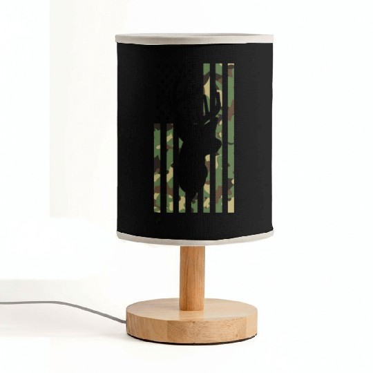 Camouflage American Flag Deer Hunting Fabric Lamps